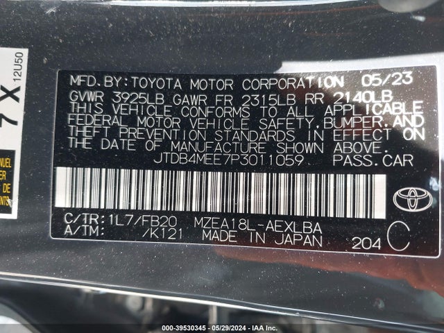 Toyota COROLLA LE 2023 JTDB4MEE7P3011059 Image 9