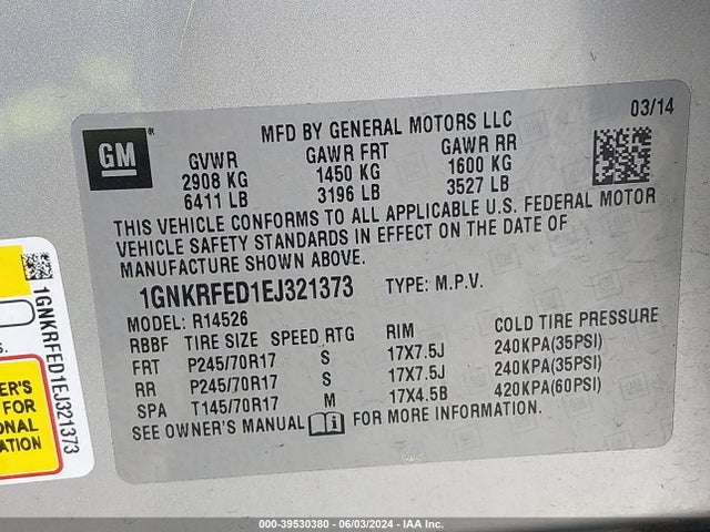 Chevrolet Traverse Ls 2014 1GNKRFED1EJ321373 Image 9