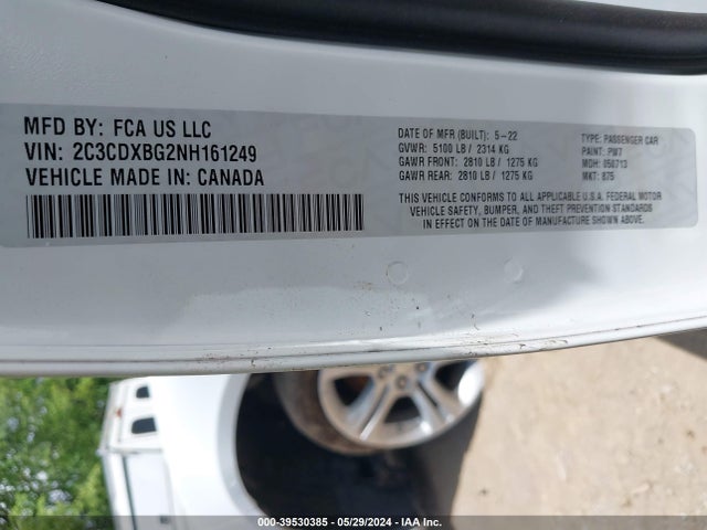 Продаж на аукціоні авто 2022 Dodge Charger Sxt Rwd, vin: 2C3CDXBG2NH161249, номер лоту: 39530385