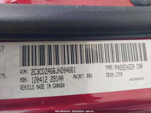 2C3CDZAG6JH204661 Dodge Challenger Sxt