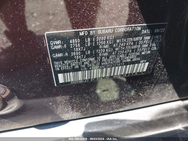 Subaru Outback Limited 2023 4S4BTANC3P3121411 Image 9