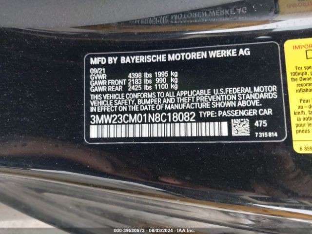 3MW23CM01N8C18082 BMW 230 I