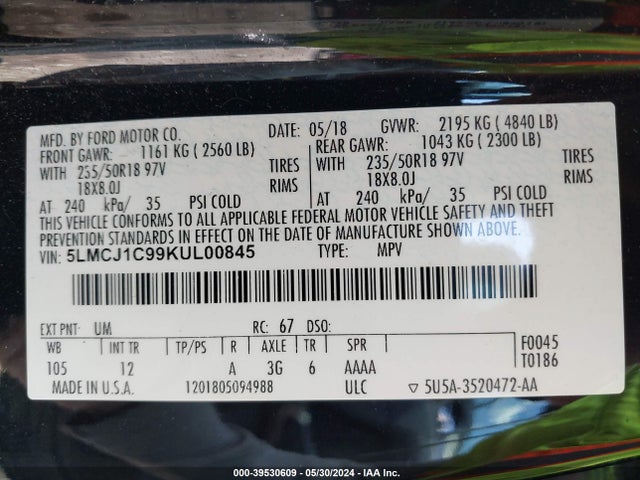 Lincoln Mkc Standard 2019 5LMCJ1C99KUL00845 Image 9
