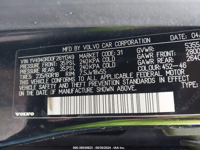 YV4940RD0F2611349 Volvo Xc60 3.2 Platinum