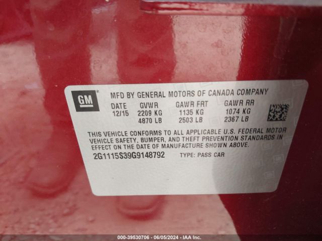 2G1115S39G9148792 Chevrolet Impala 2lt