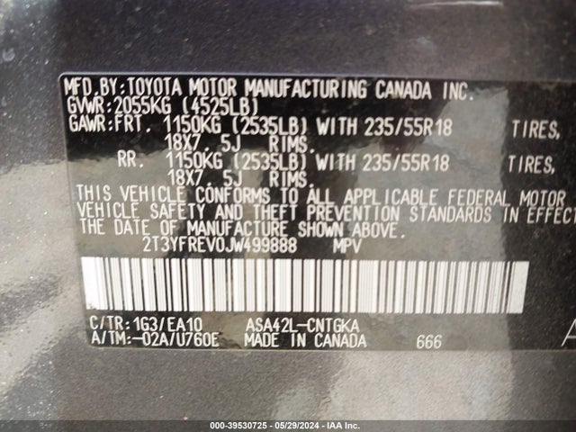 Toyota Rav4 Limited 2018 2T3YFREV0JW499888 Image 9