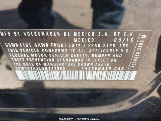 3VW167AJ2GM247690 Volkswagen Jetta 1.4t S