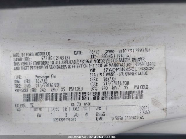 1FADP3K25EL163509 Ford FOCUS SE