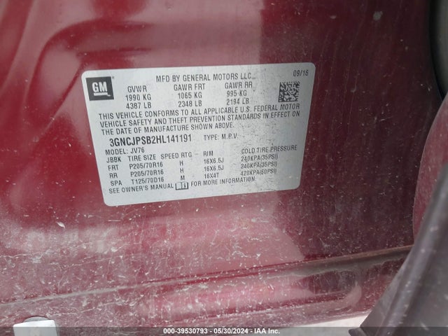 Chevrolet Trax Lt 2017 3GNCJPSB2HL141191 Image 9