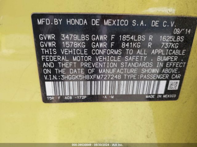 3HGGK5H8XFM727248 Honda Fit Ex/ex-l