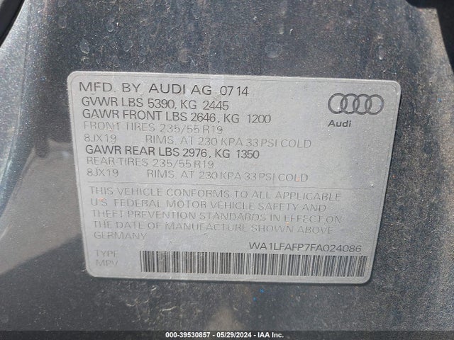 Audi Q5 2.0t Premium 2015 WA1LFAFP7FA024086 Image 9