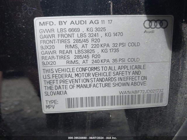 Audi Q7 3.0t Premium 2018 WA1VABF72JD021732 Image 9