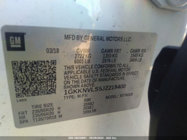 1GKKNVLS5JZ219400 GMC Acadia Slt-1