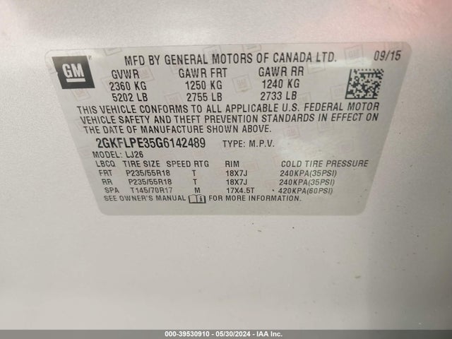 2GKFLPE35G6142489 GMC Terrain Slt