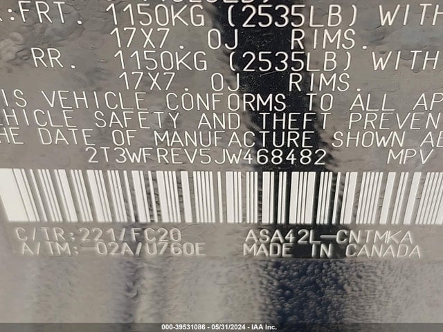 Toyota Rav4 Xle 2018 2T3WFREV5JW468482 Image 9