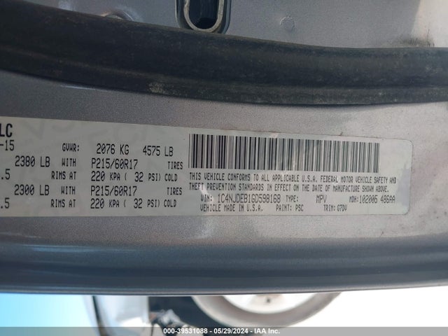 Jeep Compass Latitude 2016 1C4NJDEB1GD598168 Image 9