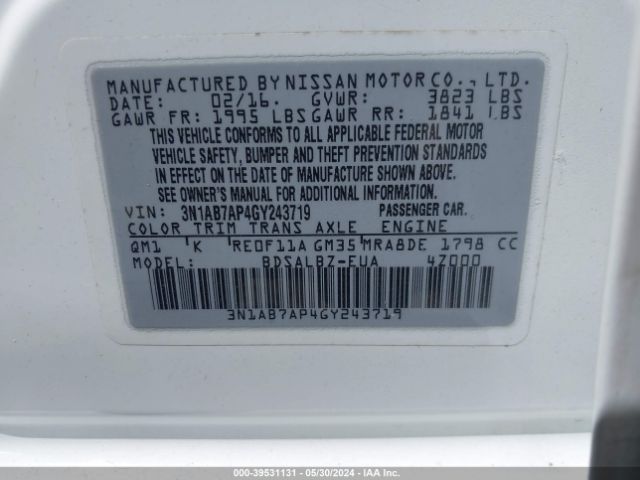 3N1AB7AP4GY243719 Nissan SENTRA S