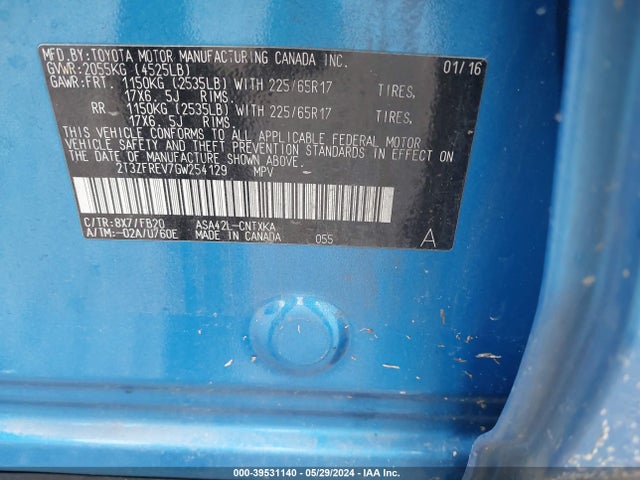 Toyota RAV4 LE 2016 2T3ZFREV7GW254129 Image 9