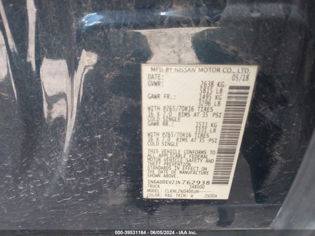 Nissan Frontier Sv 2018 1N6AD0EV2JN762938 Image 9