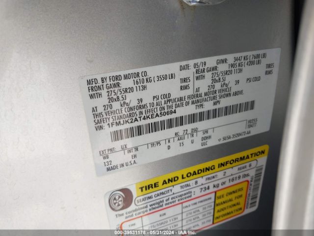 1FMJK2AT4KEA50694 Ford Expedition Max Limited