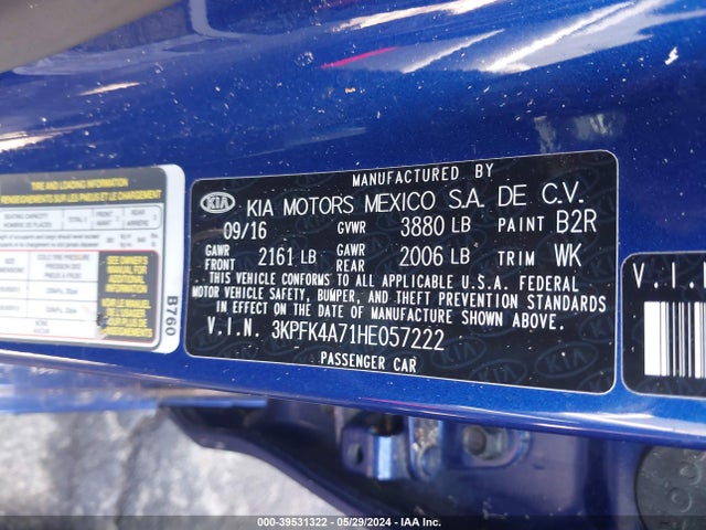 KIA FORTE LX 2017 3KPFK4A71HE057222 Image 9