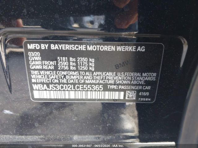 WBAJS3C02LCE55365 BMW 540i Xdrive