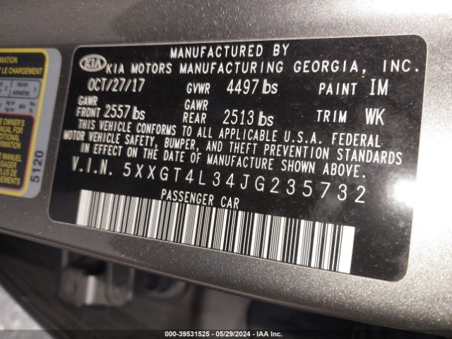 5XXGT4L34JG235732 KIA Optima Lx