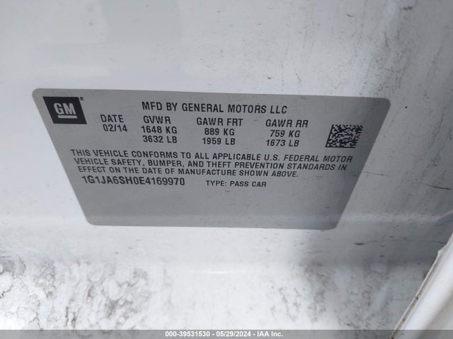 Chevrolet Sonic Ls Auto 2014 1G1JA6SH0E4169970 Image 9