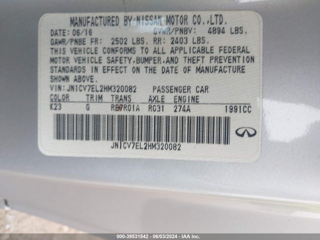Infiniti Q60 2.0t 2017 JN1CV7EL2HM320082 Image 9