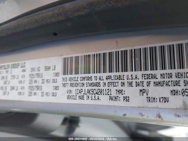 Aukcja sprzedaży 2012 Jeep Liberty Sport, vin: 1C4PJLAK9CW201121, numer aukcji: 39531605