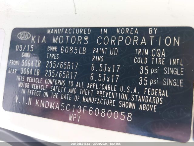 KNDMA5C13F6080058 KIA Sedona L