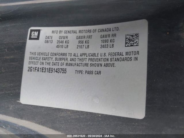 2G1FA1E31E9143755 Chevrolet Camaro 2ls