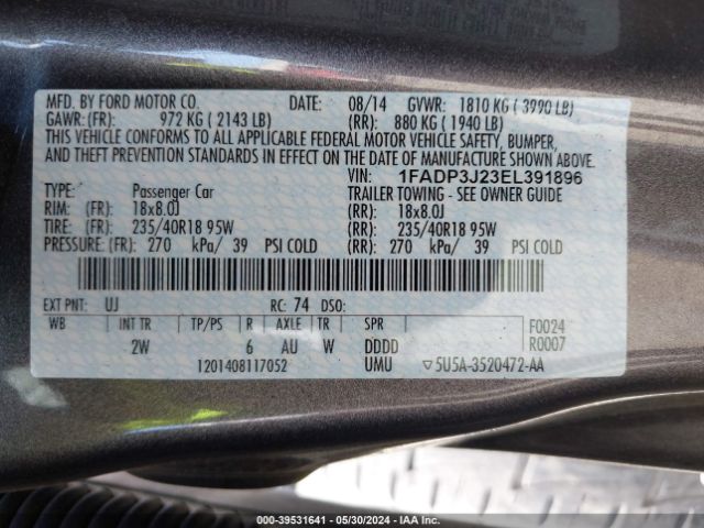 1FADP3J23EL391896 Ford Focus Titanium