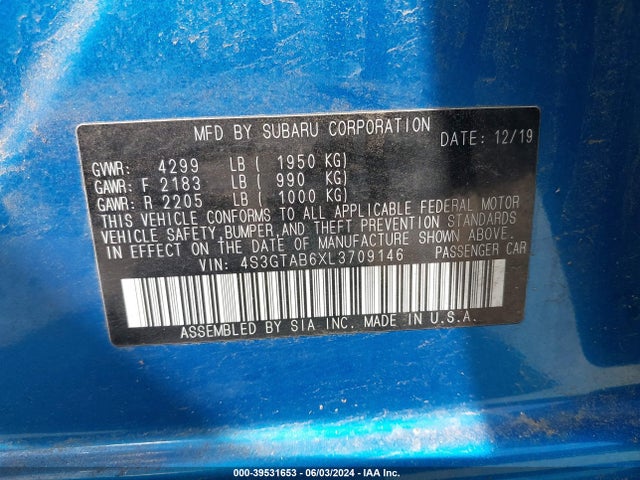 Subaru Impreza 5-door 2020 4S3GTAB6XL3709146 Image 9