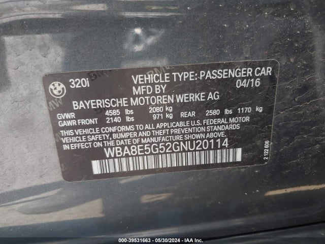 WBA8E5G52GNU20114 BMW 320i Xdrive