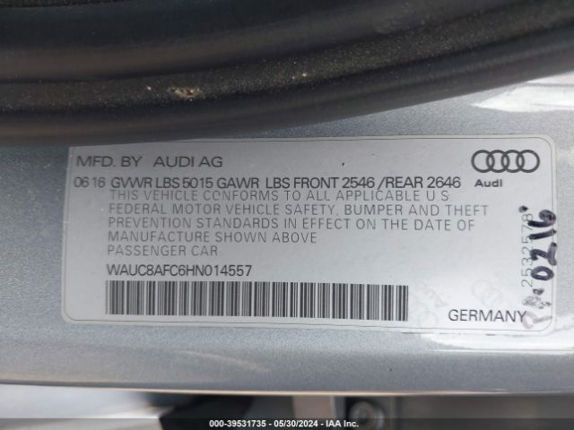 WAUC8AFC6HN014557 Audi A6 2.0t Premium