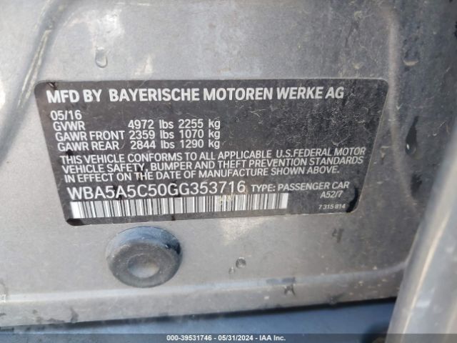 WBA5A5C50GG353716 BMW 528I