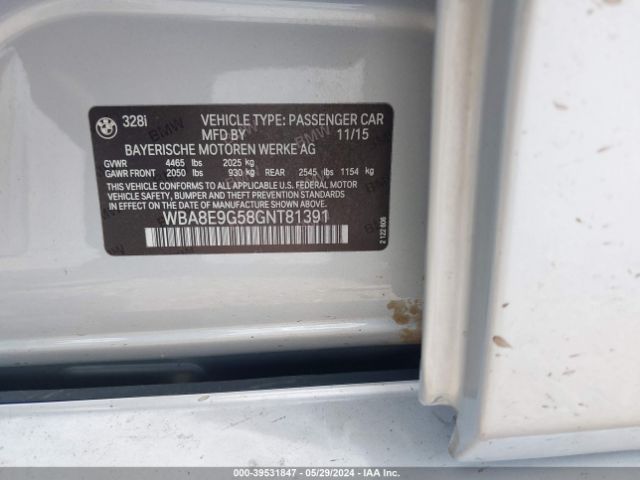 WBA8E9G58GNT81391 BMW 328I