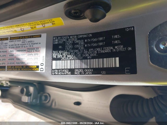 Toyota 4RUNNER SR5 2019 JTEZU5JR5K5202369 Image 9