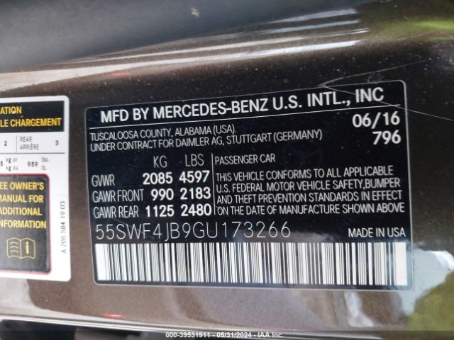 55SWF4JB9GU173266 Mercedes-Benz C 300