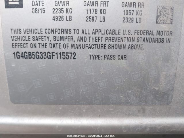 1G4GB5G33GF115572 Buick Lacrosse Leather