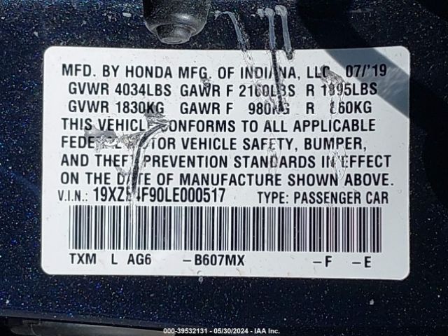 19XZE4F90LE000517 Honda Insight Touring