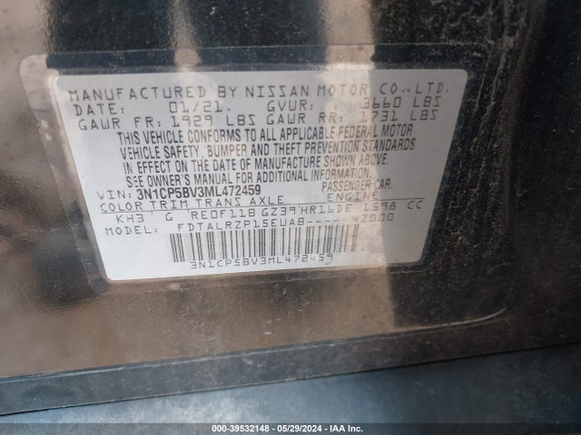 Nissan Kicks S Xtronic Cvt 2021 3N1CP5BV3ML472459 Image 9