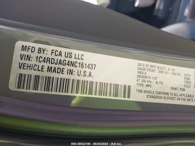 1C4RDJAG4NC161437 Dodge Durango Sxt Awd