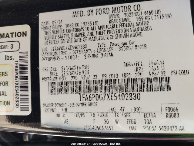 Ford FUSION S 2014 1FA6P0G7XE5402830 Image 9