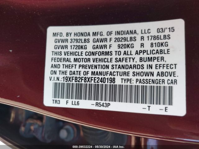 19XFB2F8XFE240198 Honda CIVIC EX