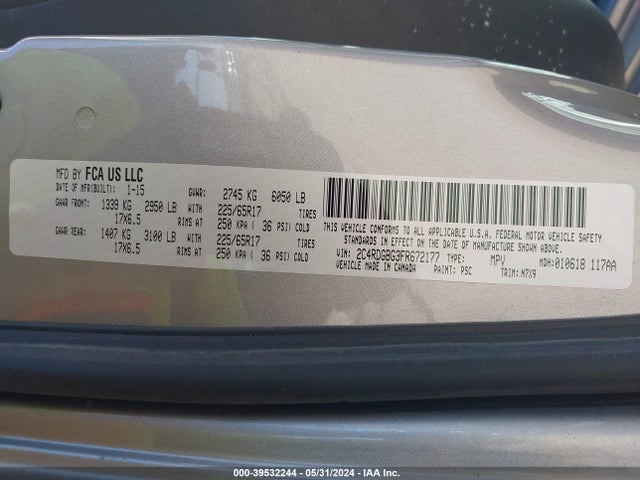 2C4RDGBG3FR672177 Dodge Grand Caravan Se Plus