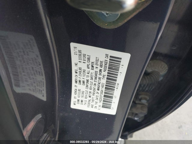 Honda ACCORD LX 2016 1HGCR2F39GA114620 Image 9