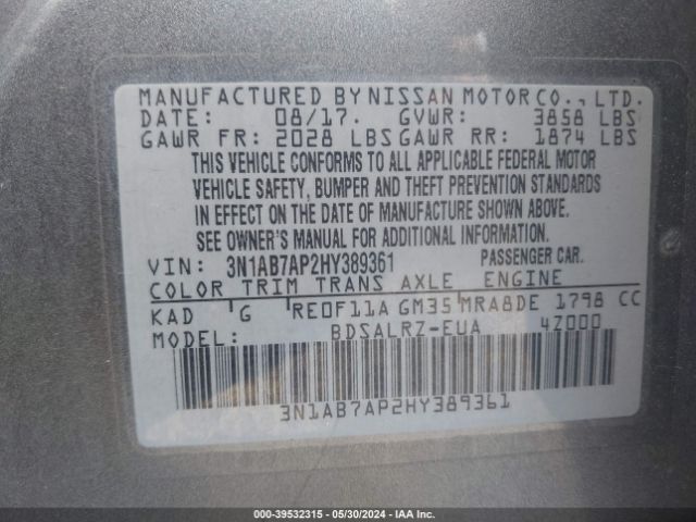 3N1AB7AP2HY389361 Nissan SENTRA SR
