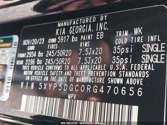 5XYP5DGC0RG470656 KIA Telluride Sx Prestige